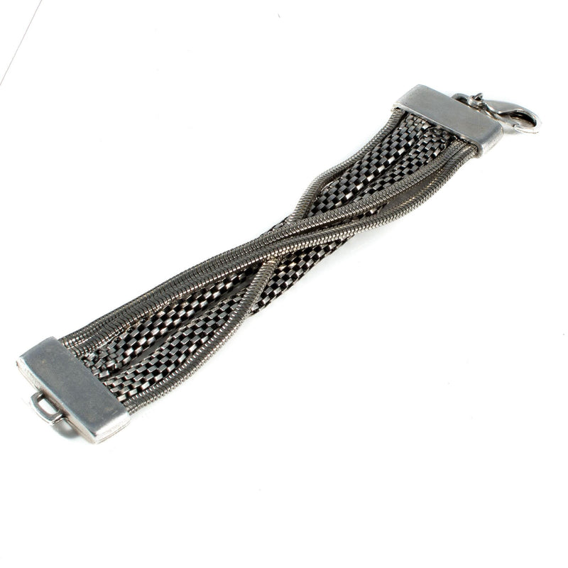 Chunky snake chains bracelet, bold and edgy silver bracelet