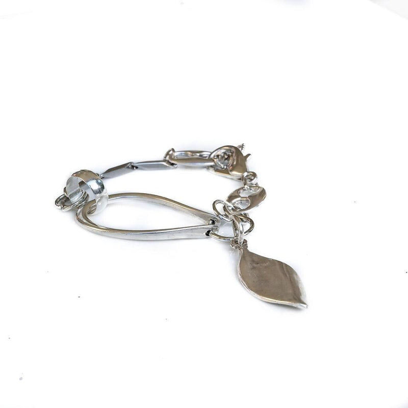 Edgy chic necklace and bracelet set, unique silver curb bracelet, stainless steel chain, classy bold abstract set, standout statement set