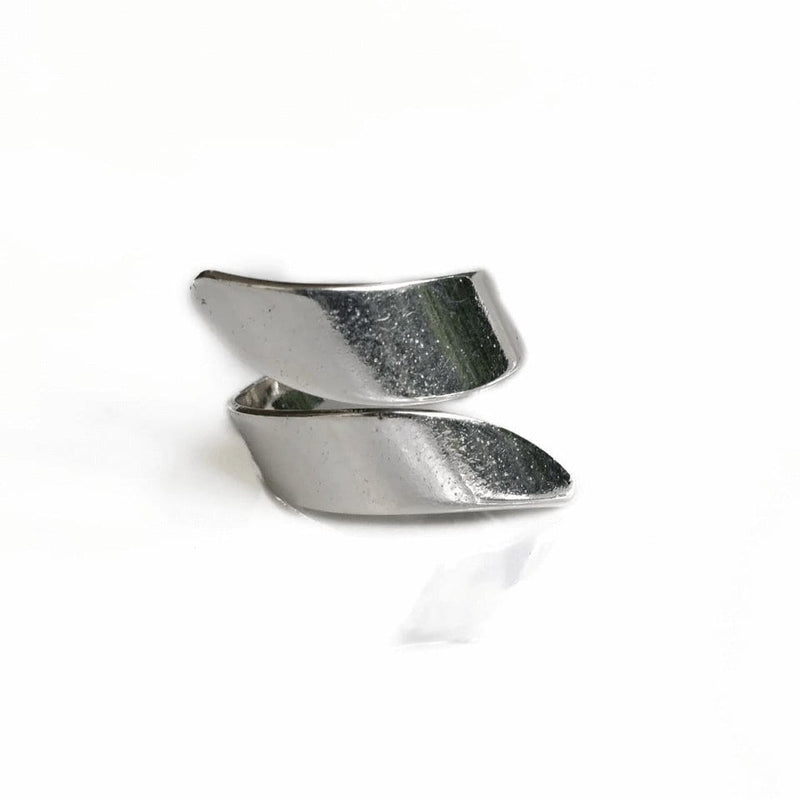 Unode50 style silver leaf necklace, bracelet and ring set, Chunky leaf-shaped jewels