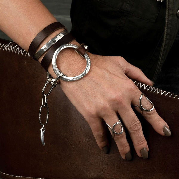 Unique wrap leather Bracelet, Standout unode50 style bracelet, edgy statement cuff bracelet