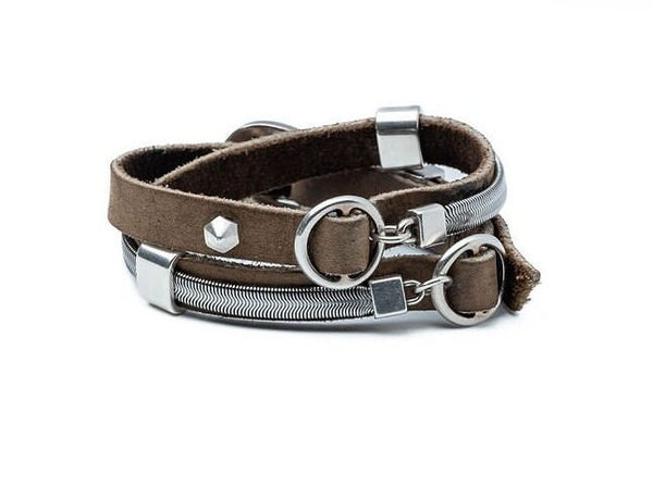 Unique stacked bracelets set, Layered cuffs for everyday look