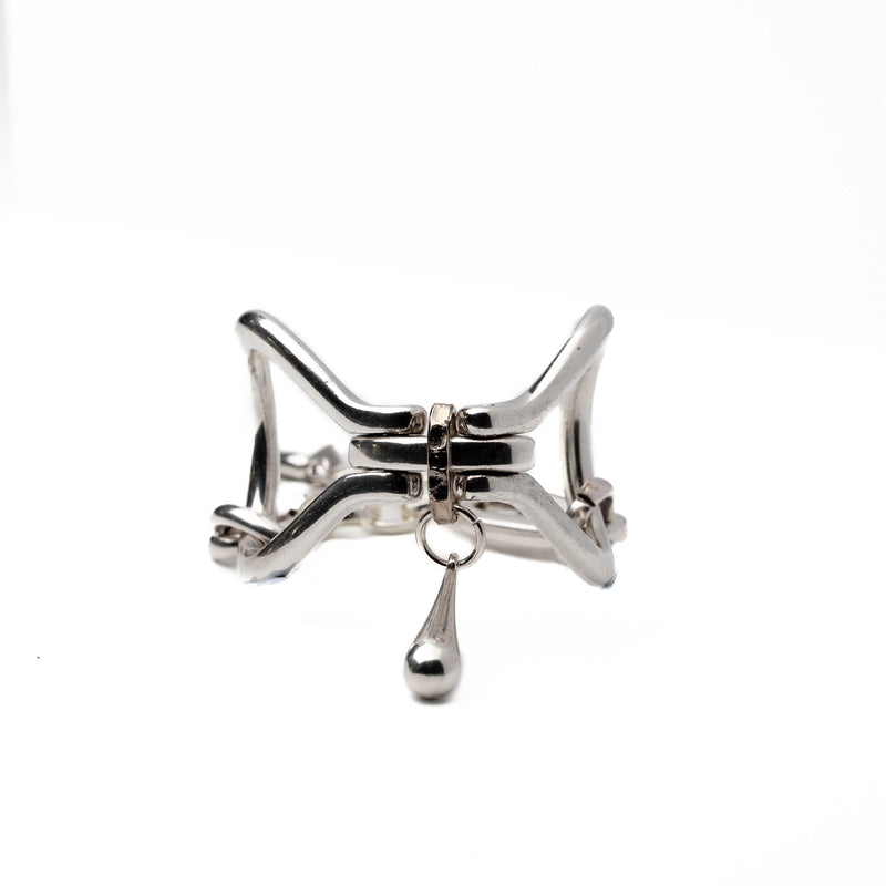 Unique Edgy Silver Bracelet, Chunky Statement Metal Cuff