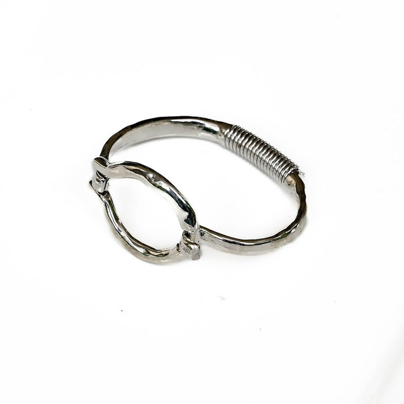 Unode50 style bangle, Chunky hammered loop cuff bracelet