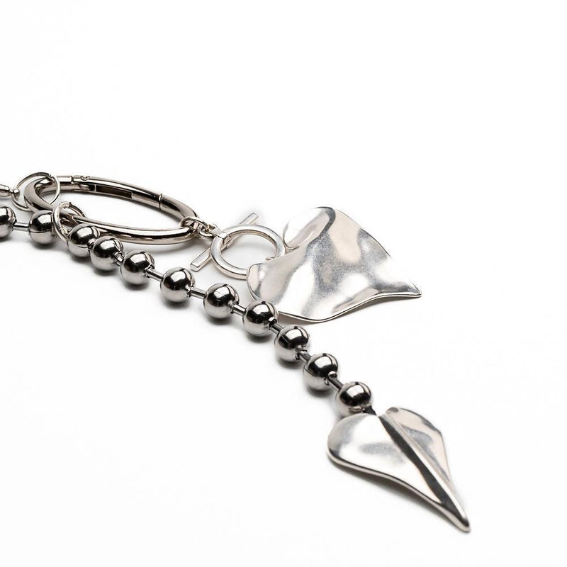Long chunky hearts necklace with ball chain, High quality punk rock necklace,  Edgy statement jewelry for unique gift, romance love gift