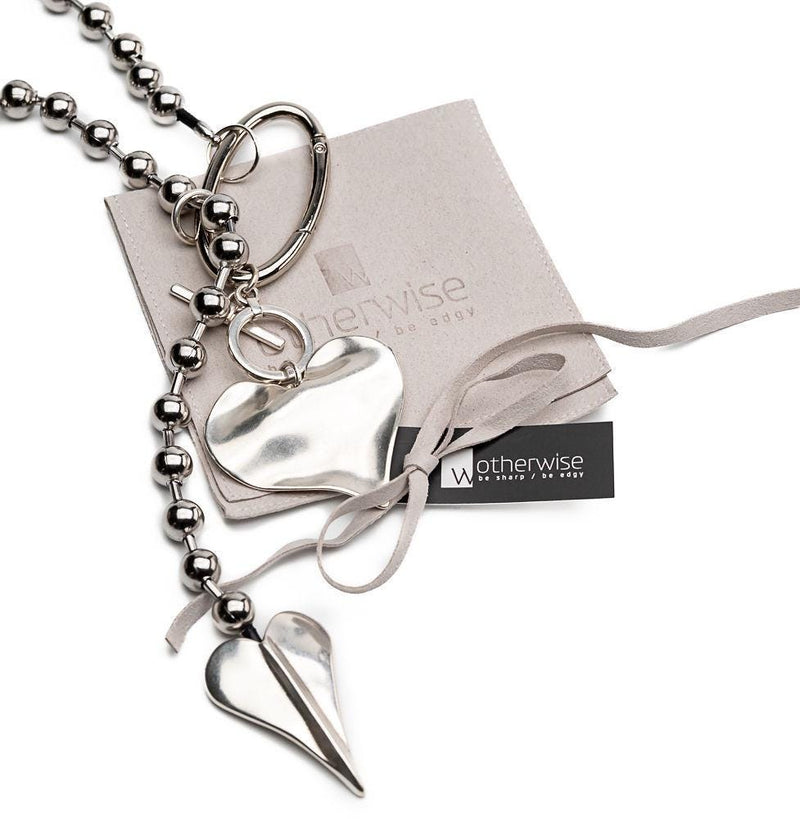 Long chunky hearts necklace with ball chain, High quality punk rock necklace,  Edgy statement jewelry for unique gift, romance love gift
