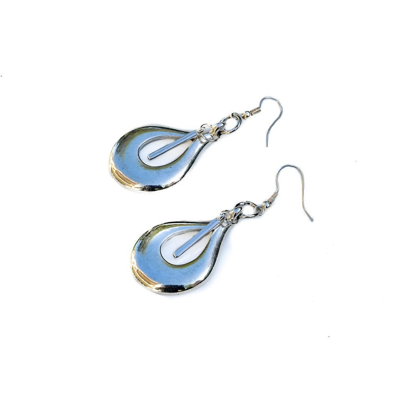Stylish Teardrop Earrings, Bold open drop silver earrings