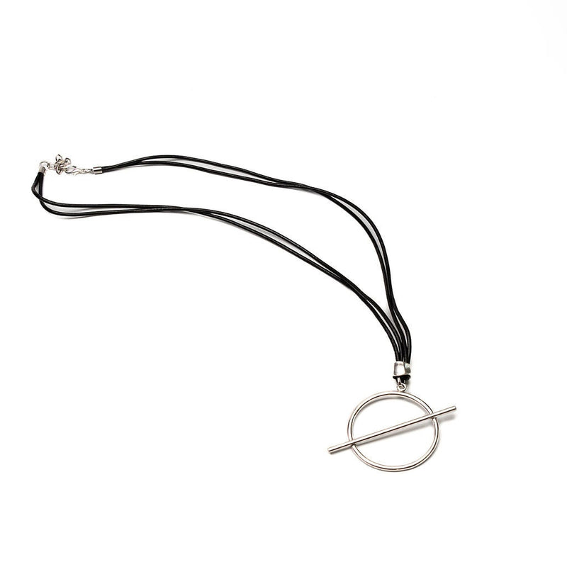 Chunky metal and leather statement Bracelet and Necklace set, Unode50 style cuff and long necklace, Large hoop set, unique standout jewelry