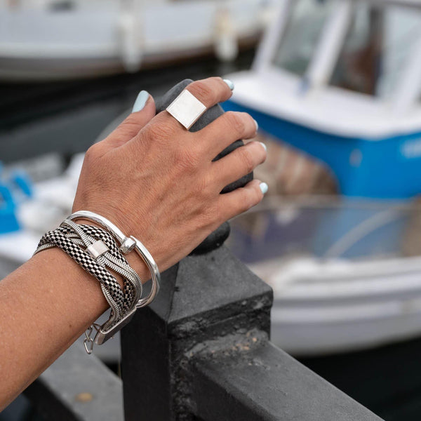Chunky snake chains bracelet, bold and edgy silver bracelet