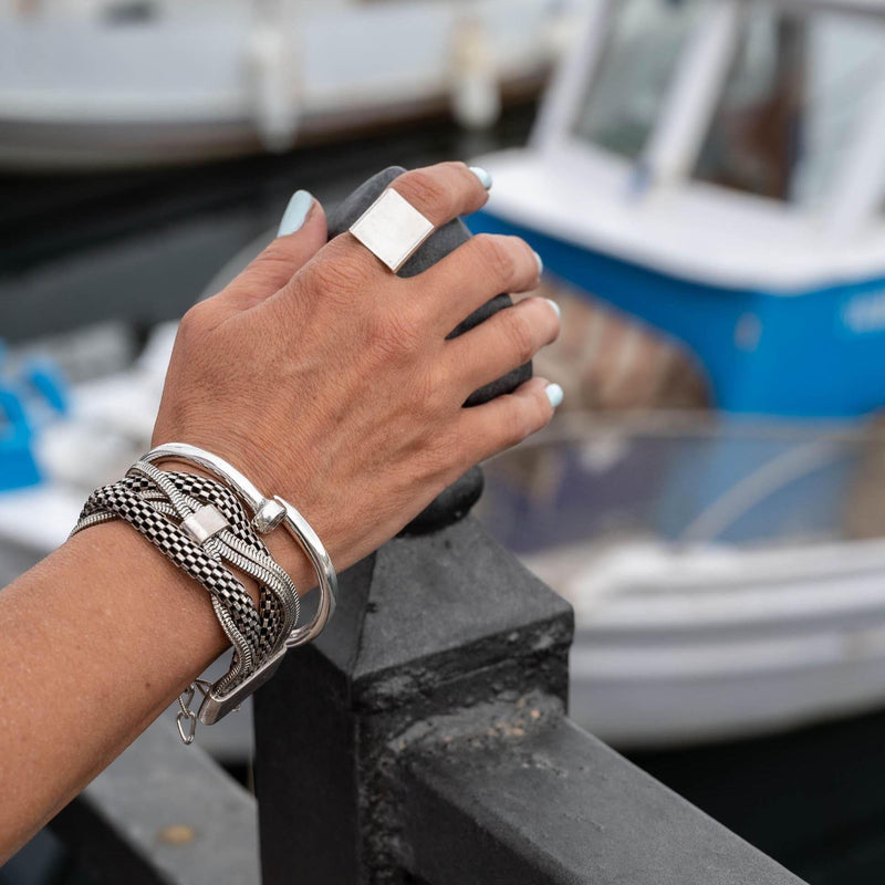 Chunky snake chains bracelet, bold and edgy silver bracelet