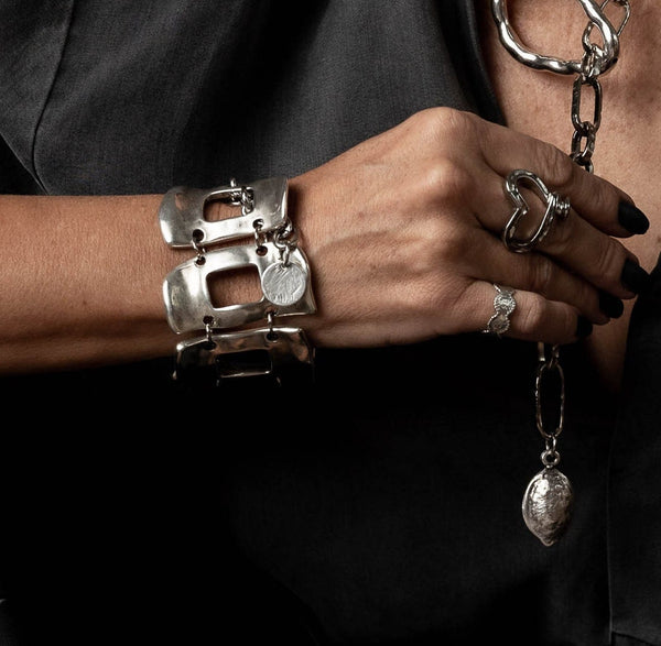 Unique wide arm cuff, Unode50 style bracelet, Bold and edgy armer bracelet, Bold unisex bracelet