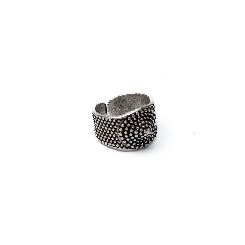 Silver plated dark ethnic cone and dots ring, pinky ring, thumb ring, Adjustable, Unisex gift