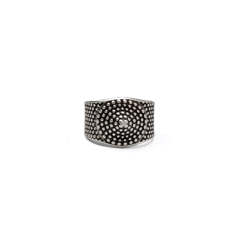 Silver plated dark ethnic cone and dots ring, pinky ring, thumb ring, Adjustable, Unisex gift