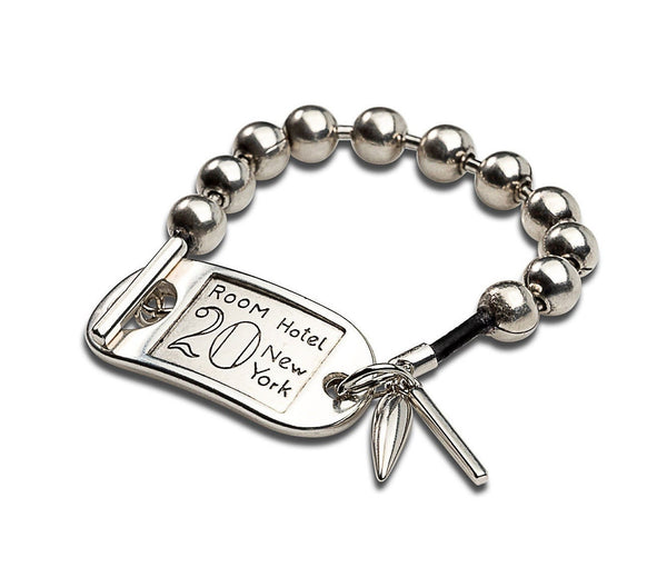 ID tag and ball chain bracelet, unode50 style bracelet, chunky chain and tag cuff