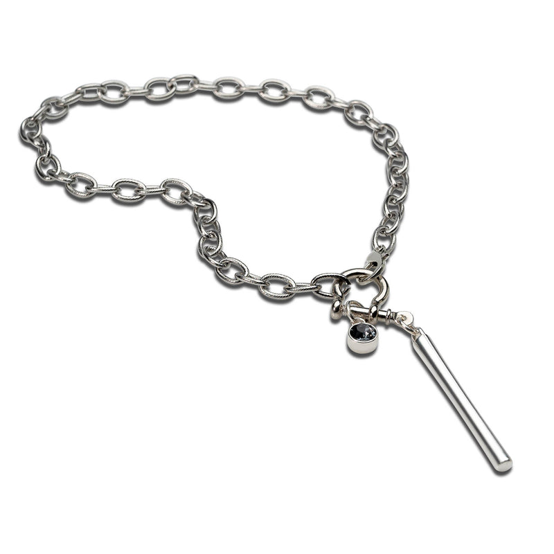 Austrian crystal and shackle Pendant Necklace, Rock style silver necklace