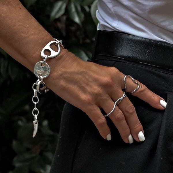 Chunky nautical link bracelet, Oversized anchor marine link Cuff