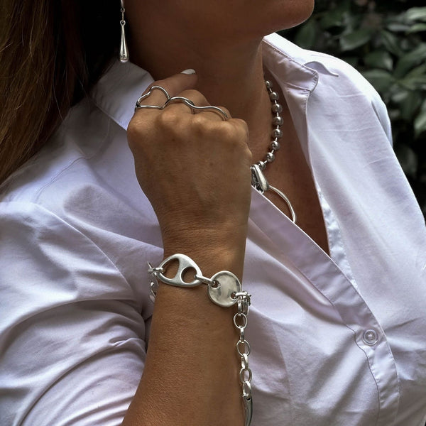 Chunky nautical link bracelet, Oversized anchor marine link Cuff