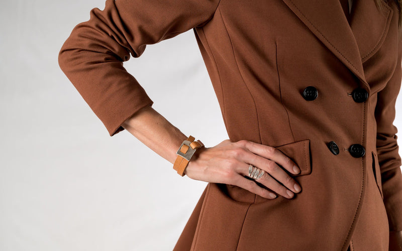 Wrap bracelet in natural colored leather for your everyday look, leather wrap bracelet for gift