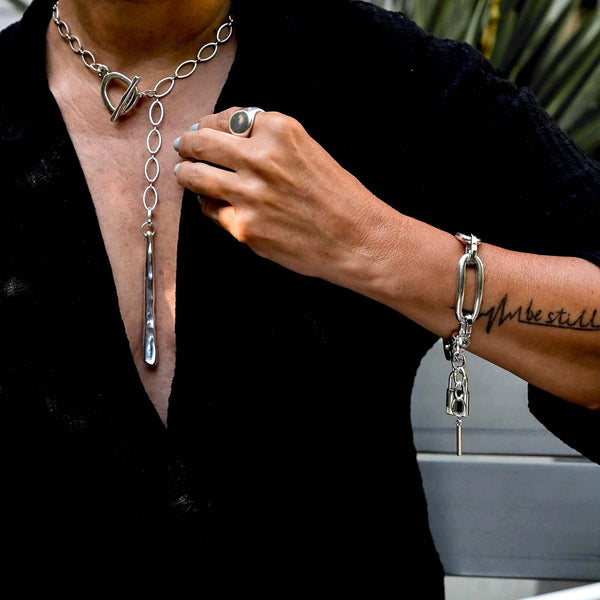 Oval necklace and bracelet set, Unique Unode50 style set