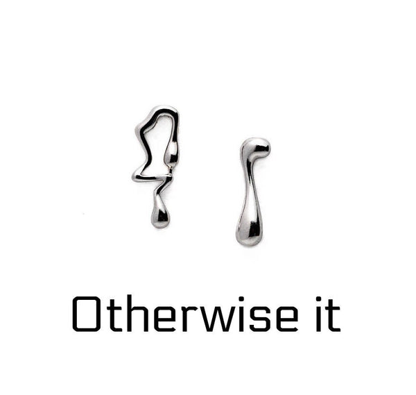 Asymmetric Lava Drop Earrings, Mismatched geometric design stud earrings, Dripping Silver Earrings