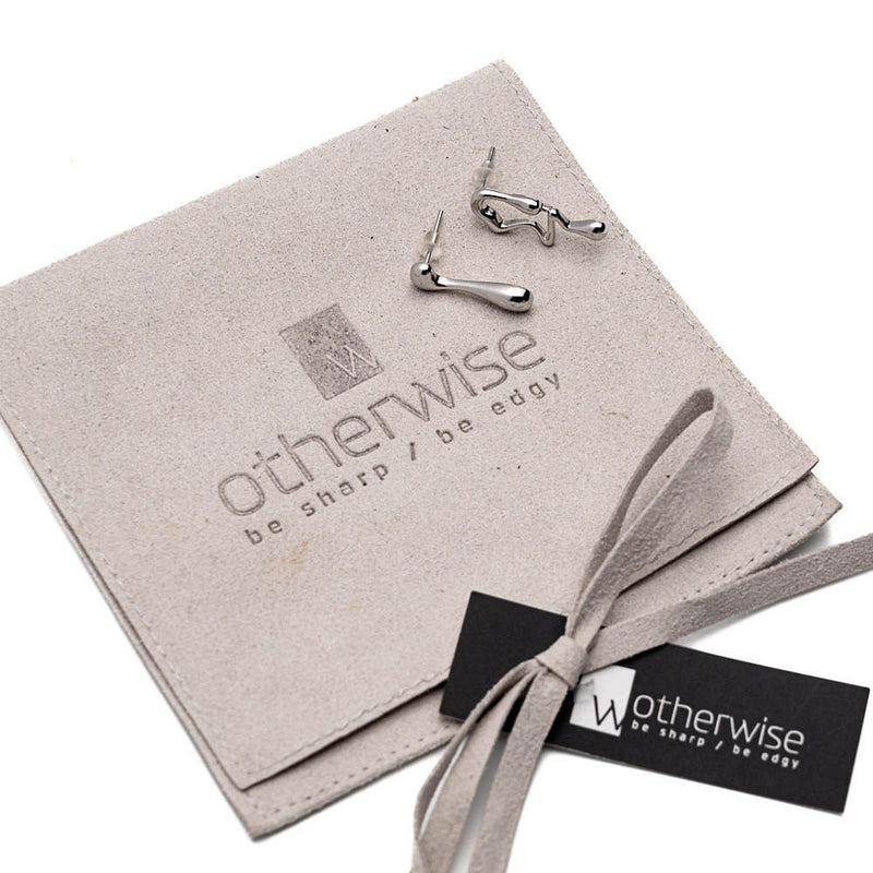 Asymmetric Lava Drop Earrings, Mismatched geometric design stud earrings, Dripping Silver Earrings