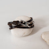 Simple leather wrap bracelet for men with zamak buckle