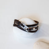 Simple leather wrap bracelet for men with zamak buckle