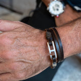 Simple leather wrap bracelet for men with zamak buckle