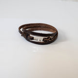 Simple leather wrap bracelet for men with zamak buckle