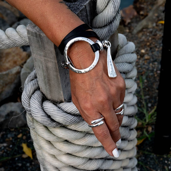 Bold wrap leather Bracelet, Standout unode50 style bracelet, edgy statement cuff bracelet