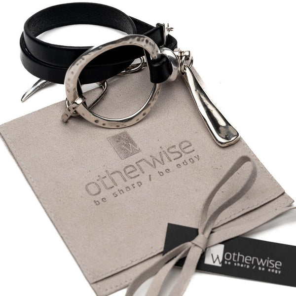 Bold wrap leather Bracelet, Standout unode50 style bracelet, edgy statement cuff bracelet