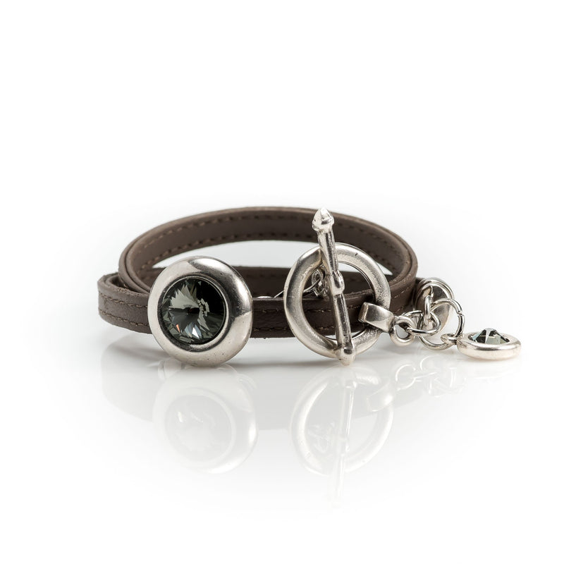 Soft leather bracelet with Austrian crystal stones