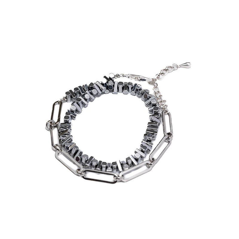 Funky gemstone wrap bracelet, edgy stacked cuff