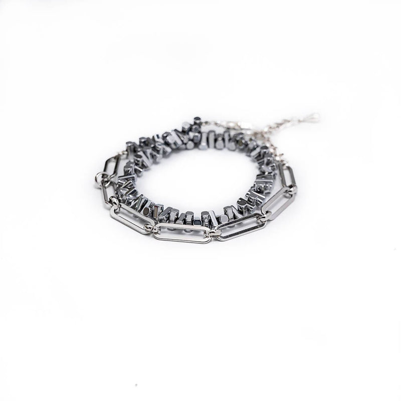 Funky gemstone wrap bracelet, edgy stacked cuff