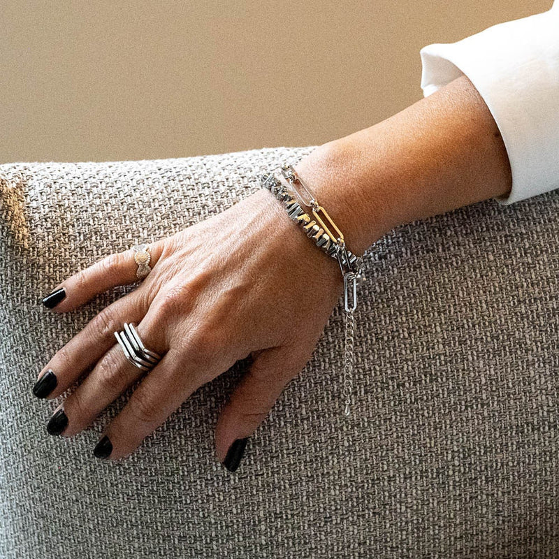Funky gemstone wrap bracelet, edgy stacked cuff