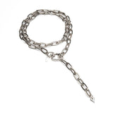 Long Steel chain necklace with heart closure, Heavy link chain worn once or twice around neck for a statement look