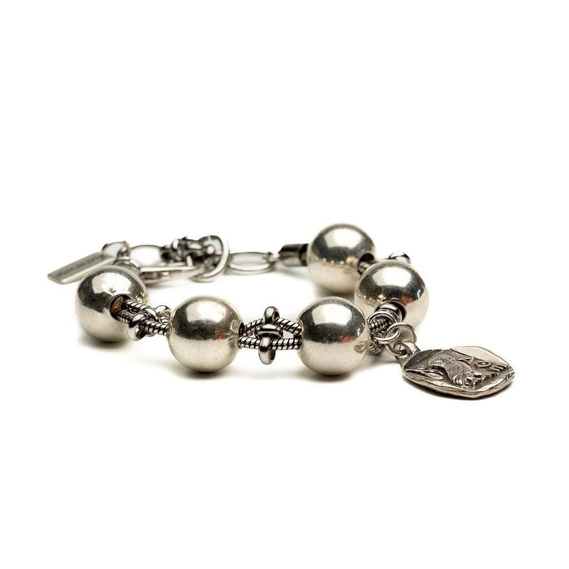 Chunky silver metal beads bracelet, Oversized Ball snake chain cuff, uno de 50 style bracelet