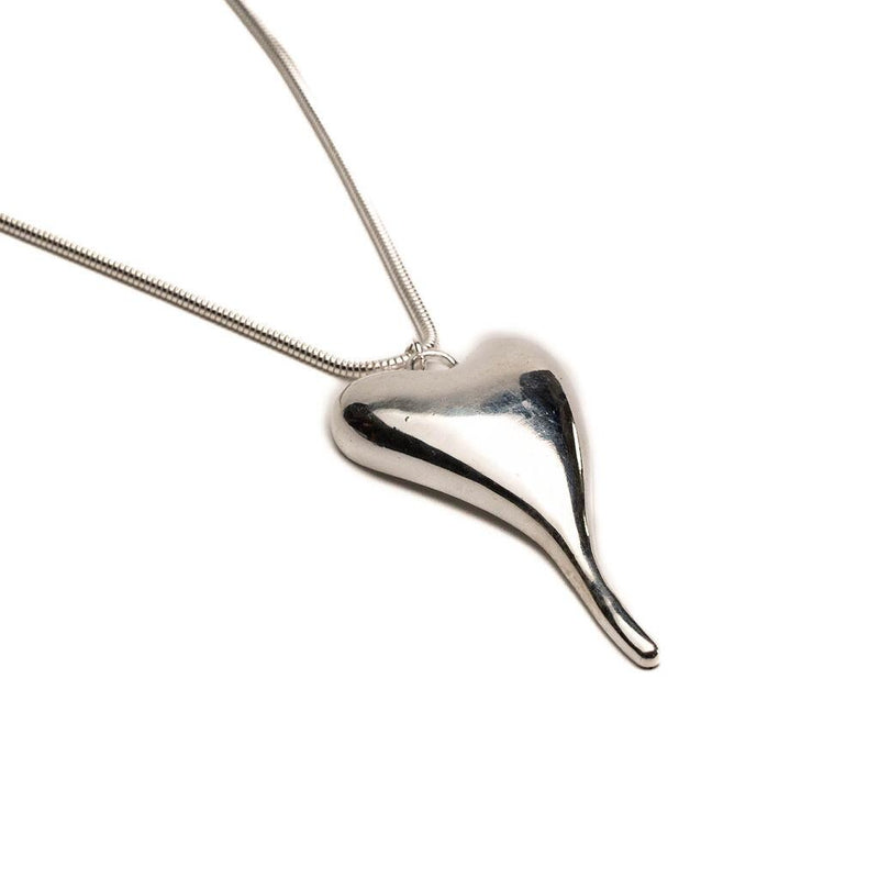 Elegant long heart pendant necklace, Statement choker with Puffed heart for minimal or layered look, Unique gift