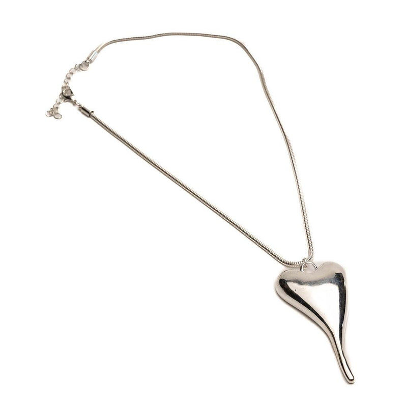 Elegant long heart pendant necklace, Statement choker with Puffed heart for minimal or layered look, Unique gift