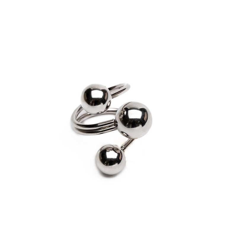 Gold or Silver triple Ball Ring, Edgy Chic Stainless Steel ball ring, Chunky standout ring, Wrap Around Spheres Ring
