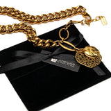 The 'Chunky Gold Buckle' Stainless Steel Necklace & Bracelet Set, Bold, Heavy-Chain Mixed-Media Statement Jewelry