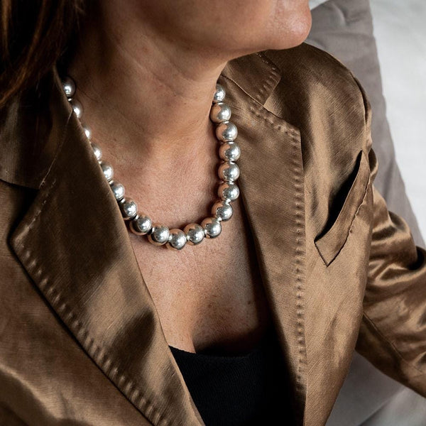 Chunky silver metal ball Choker, Oversized Ball chain, uno de 50 style necklaces