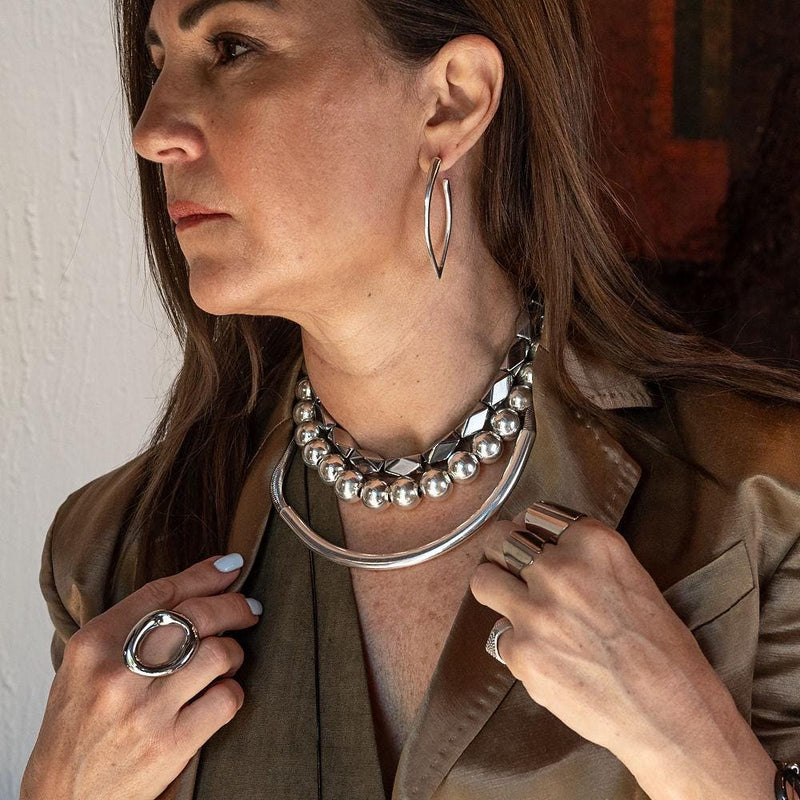 Chunky silver metal ball Choker, Oversized Ball chain, uno de 50 style necklaces