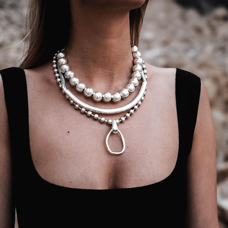 Chunky silver metal ball Choker, Oversized Ball chain, uno de 50 style necklaces