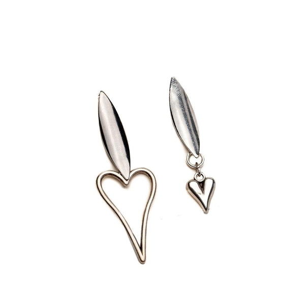 Unique heart Earrings, Asymmetric love earrings, Great gift