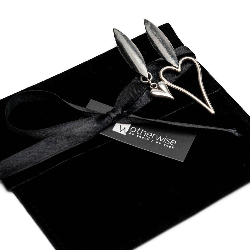 Unique heart Earrings, Asymmetric love earrings, Great gift