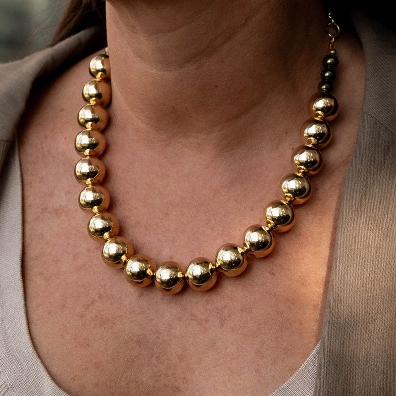 Chunky Gold metal chokers, oversized ball chain and bar chokers with hammered loop pendant, uno de 50 style necklaces