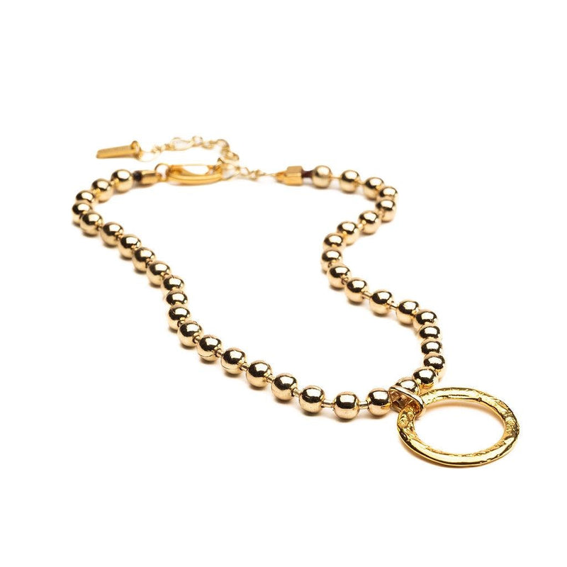 Chunky Gold metal chokers, oversized ball chain and bar chokers with hammered loop pendant, uno de 50 style necklaces