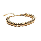 Chunky Gold metal chokers, oversized ball chain and bar chokers with hammered loop pendant in uno de 50 style