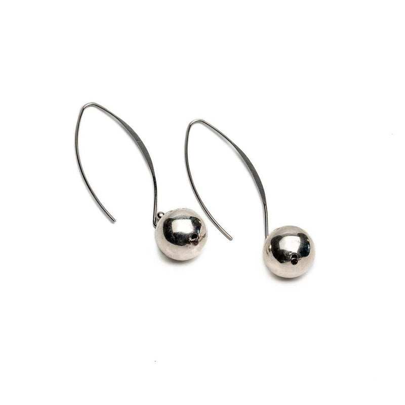 Edgy Chic silver metal chunky ball drop Earrings, Exaggerated minimalism dangle earrings