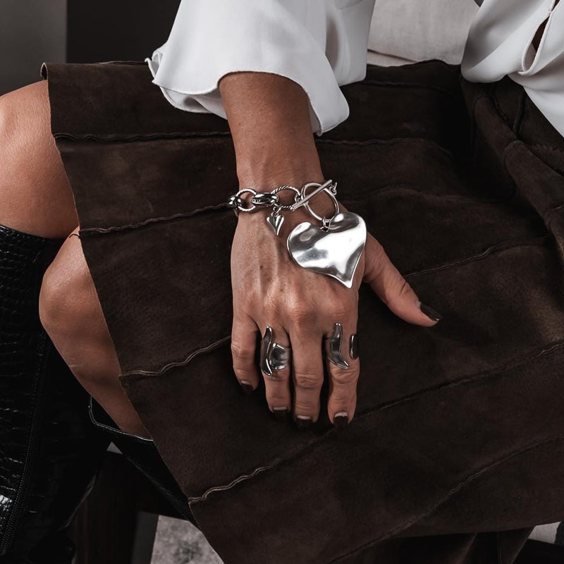 leather and metal jewelry sets, necklaces, bracelets, rings